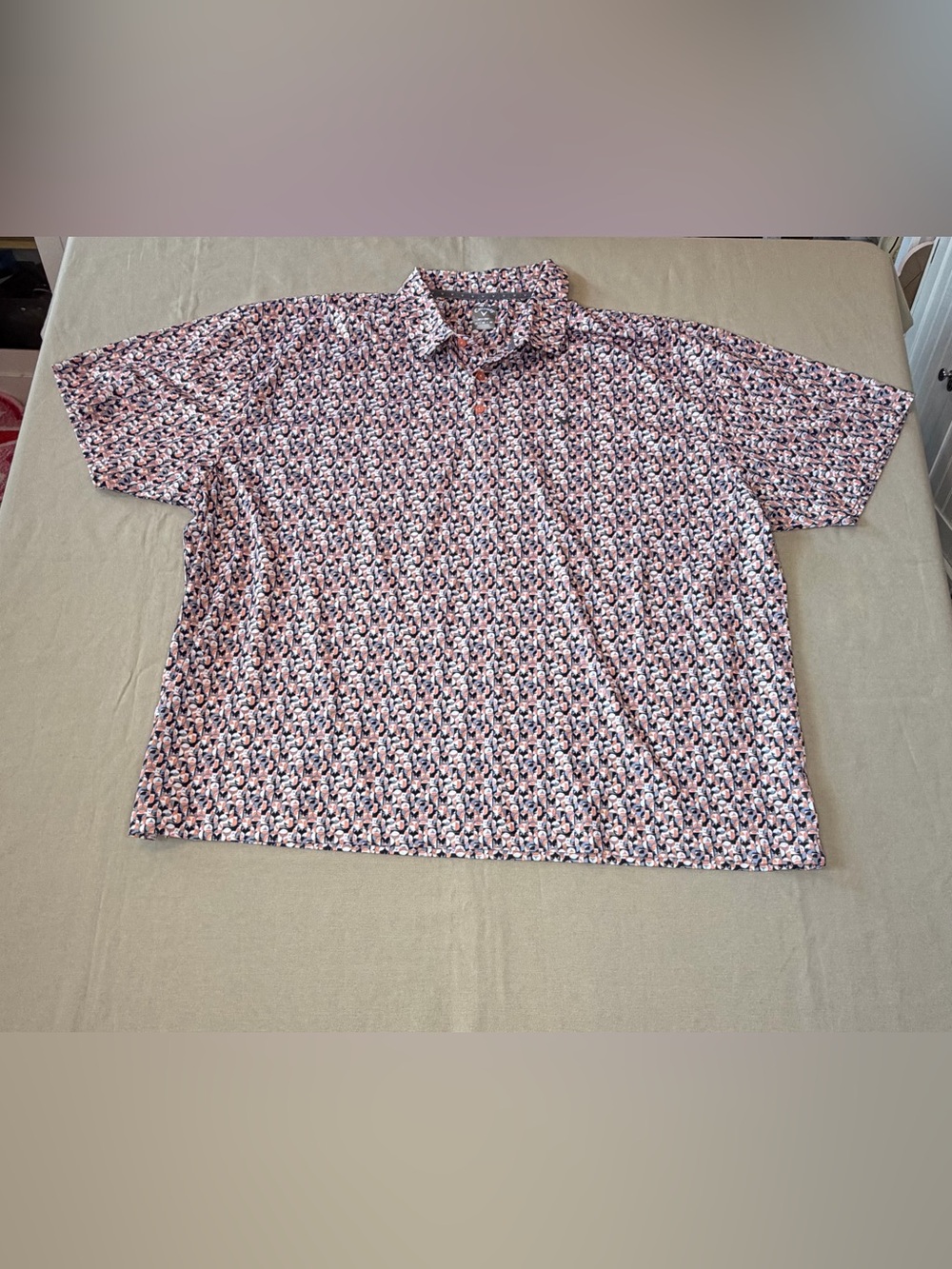 Callaway Pink and Black Geometric Golf Polo